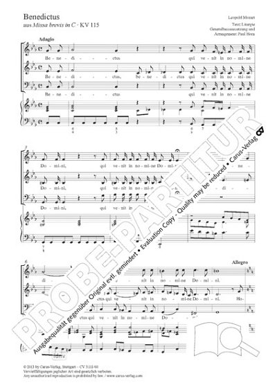 DL: L. Mozart: Benedictus C-Dur KV 115 (Part.)