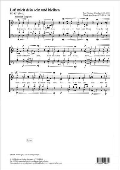 M. Reger: Lass mich dein sein und bleiben d-Moll op. WoO VI/20 Nr. 3 (1905)