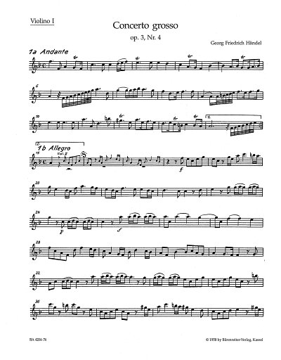 G.F. Händel: Concerto grosso F-Dur op. 3/4 HWV 315