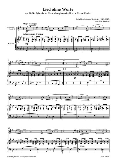 DL: F. Mendelssohn Bartholdy: Lied ohne Worte op. 38, Nr. 2
