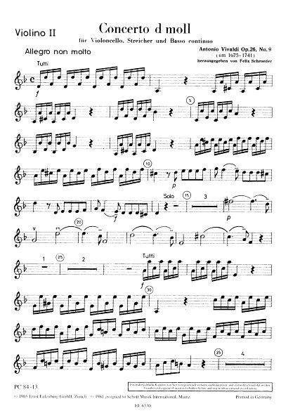 A. Vivaldi: Concerto d-Moll op. 26/9 RV 40, VcCembStro (Vl2)