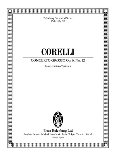 A. Corelli: Concerto grosso F-Dur op. 6/12, StrBc (Part.)