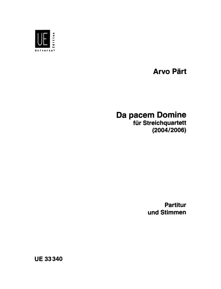 A. Pärt: Da pacem Domine, 2VlVaVc (Pa+St) (0)