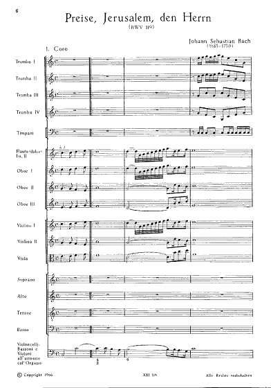 J.S. Bach: Preise, Jerusalem, den Herrn BWV 119; Kantate zum