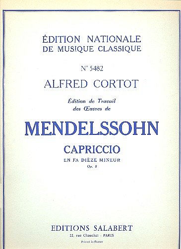 F. Mendelssohn Barth: Capriccio En Fa Diese Mi, Klav (Part.)