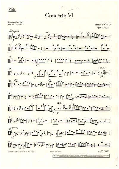 A. Vivaldi: Concerto Nr. 6 op. 10/6 RV 437/PV 105  (Vla)