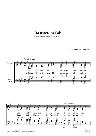 DL: J. Brahms: Da unten im Tale aus: Deutsche Volkslieder, W