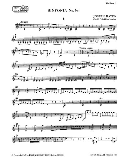 J. Haydn: Sinfonia Nr. 94 Hob. I:94, Sinfo (Vl2)
