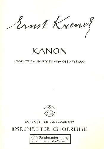 E. Krenek: Kanon Op 181 Igor Strawinsky