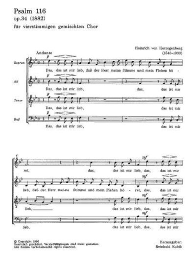 Herzogenberg, Heinrich von: Psalm 116 op. 34 / Partitur