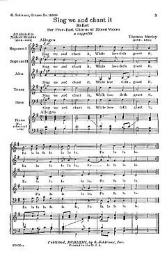 T. Morley: Sing We And Chant It A Cappella, Gch5 (Chpa)