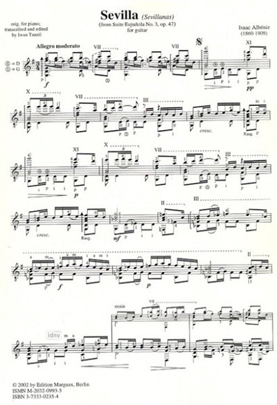 I. Albéniz: Sevilla (Suite Espanola No. 3) op. 47, Git