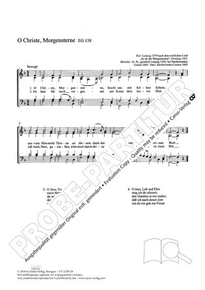 DL: B. Gesius: O Christe, Morgensterne F-Dur (1605, GCh4 (Pa