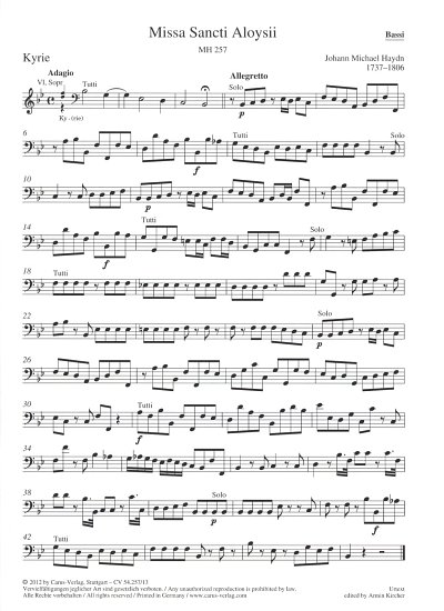 M. Haydn: Missa Sancti Aloysii MH 257, FCh2VlBCOrg (Bc)