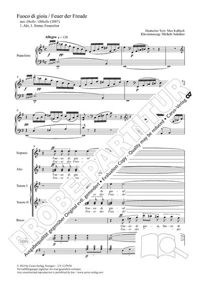 G. Verdi: Fuoco di gioa! (Feuer der Freude) e-Moll (1887)