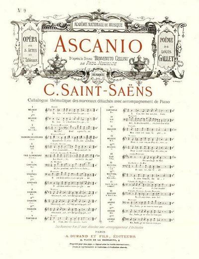 C. Saint-Saëns: Ascanio Opera en 5 Actes et 7 , GesKlav (KA)