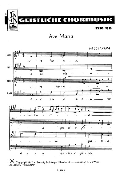 G.P. da Palestrina: Ave Maria, 4Ges (Part.)