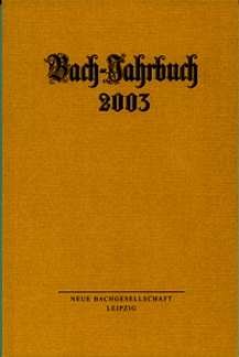 H. Schulze: Bach-Jahrbuch 2003   (Bu)