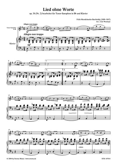 DL: F. Mendelssohn Bartholdy: Lied ohne Worte op. 38, Nr. 2