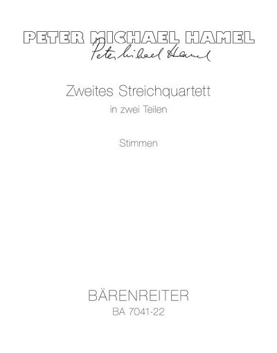 P.M. Hamel: Zweites Streichquartett in zwe, 2VlVaVc (Stsatz)