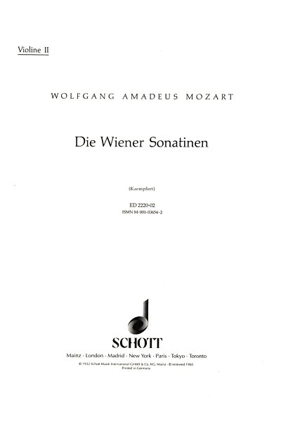 W.A. Mozart: Die Wiener Sonatinen , 2Vl (Vl2)