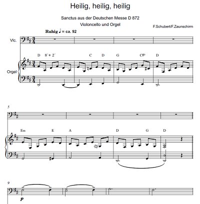 DL: F. Schubert: Heilig, heilig, heilig, VcOrg