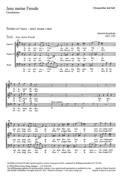 D. Buxtehude: Jesu, meine Freude BuxWV 60 / Chorpartitur