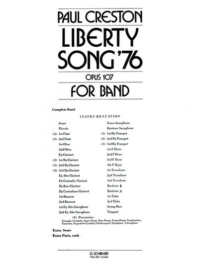 P. Creston: Liberty Song '76 op. 107, Blaso (Part.)
