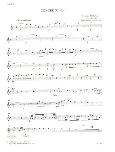 F. Fiorillo: Konzert für Violine Nr. 1 F-Dur, VlKam (HARM)