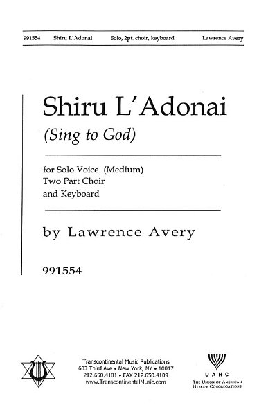 Shiru L'adonai (Sing to God), Ch2Klav (Chpa)