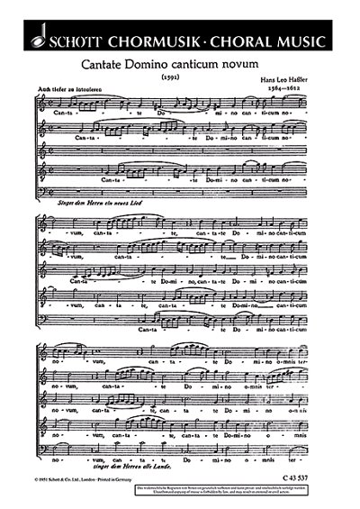 DL: H.L. Haßler: Cantate Domino canticum novum, Gch5 (Chpa)