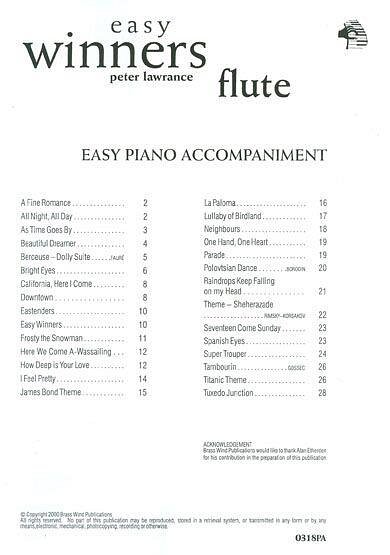 P. Lawrance: Easy Winners Piano Accompaniment for Flute