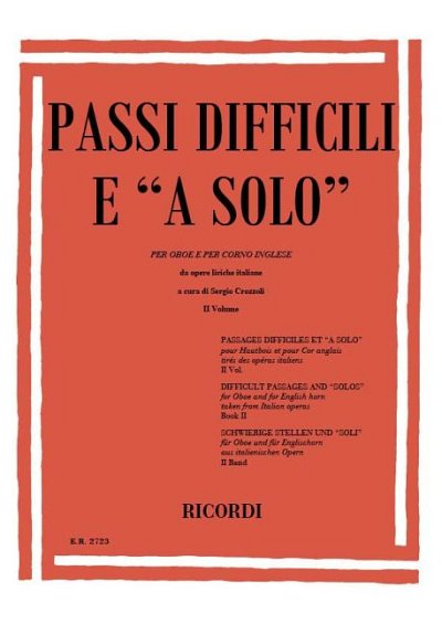 Passi Difficili E A Solo Da Opere Liriche, Ob (Part.)