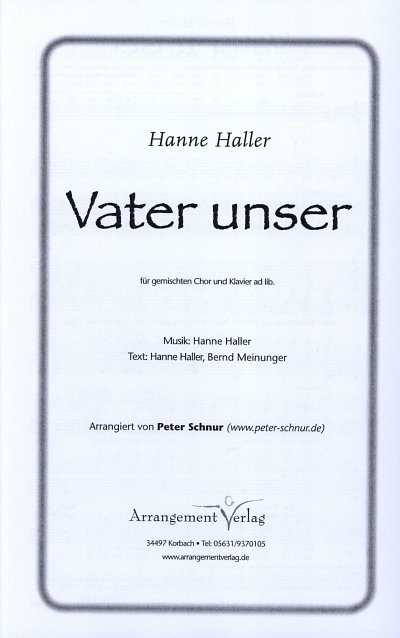 H. Haller: Vater unser, Gch;Klav (Chpa)