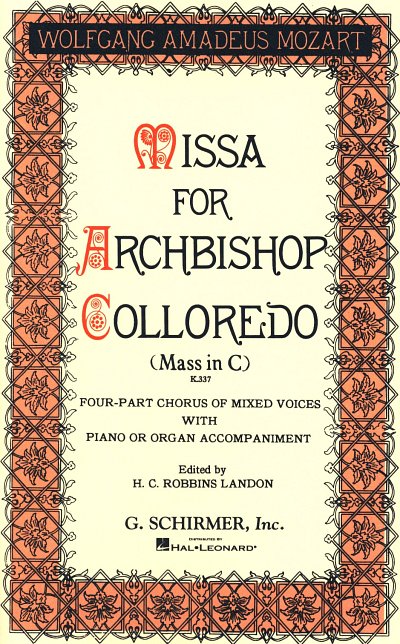 W.A. Mozart: Missa for Archbishop Colloredo , GchKlav (Chpa)