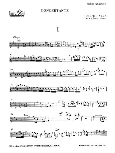 J. Haydn: Sinfonia concertante Hob. I:105 