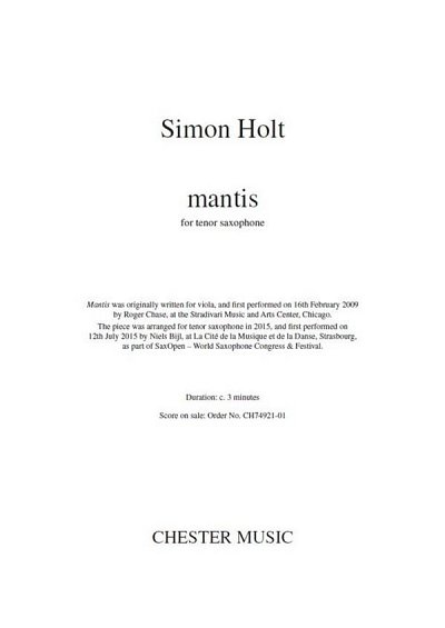 S. Holt: Mantis, Tsax