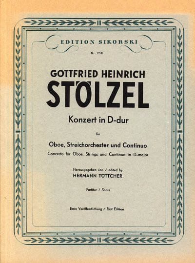 G.H. Stölzel: Konzert D-Dur für Oboe, Strei, ObStrBc (Part.)