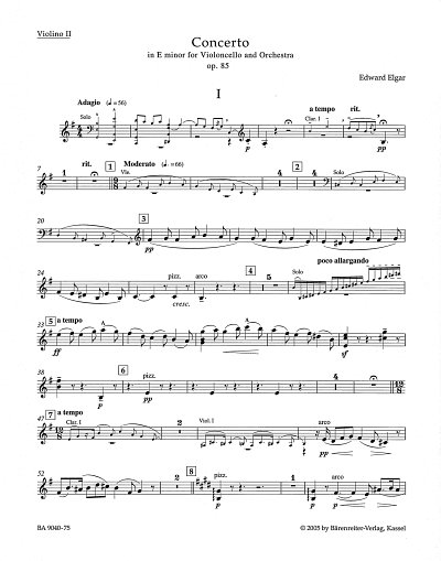 E. Elgar: Konzert in e op. 85, VcOrch (Vl2)