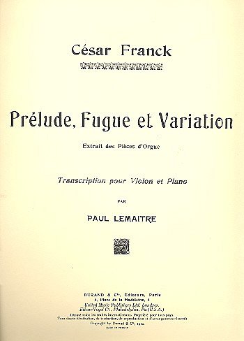 C. Franck: Prelude Fugue Et Variations Vl, VlKlav (KlavpaSt)