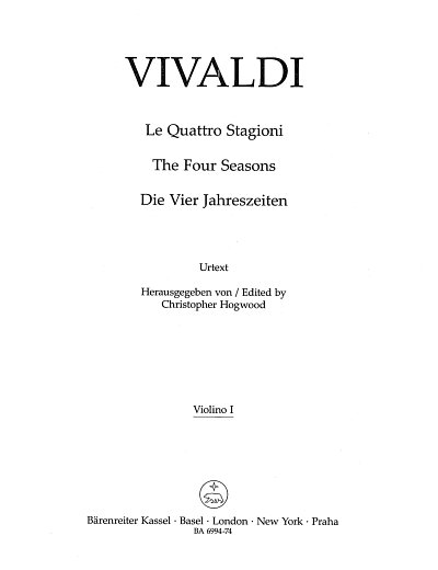 A. Vivaldi: Le Quattro Stagioni, VlStrBc (Vl1)