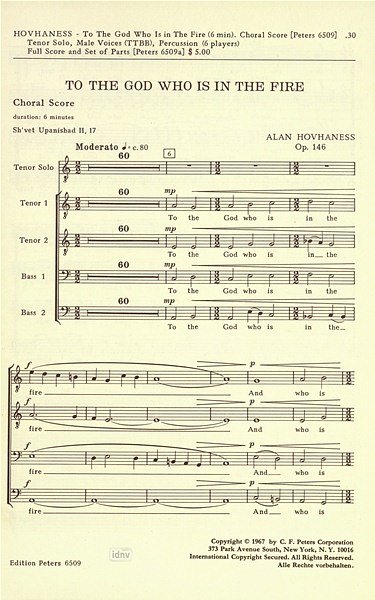 A. Hovhaness: To the God who is in the Fire op. 146