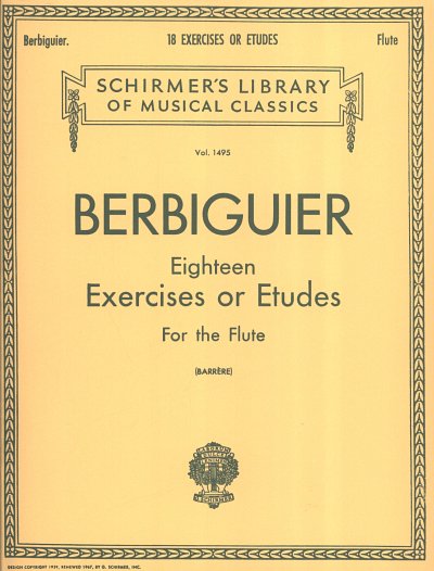 B.T. Berbiguier: Eighteen Exercises or Etudes, Fl