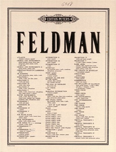 M. Feldman: Piece for 4 Pianos (1957)