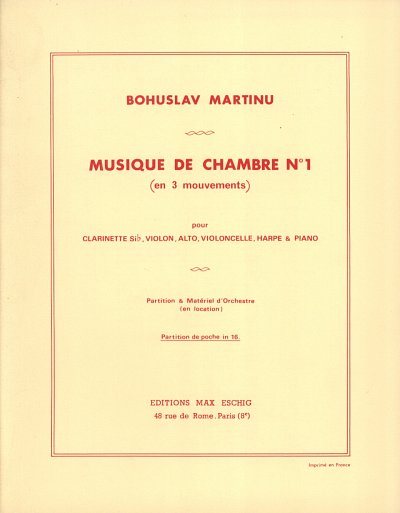 B. Martinů: Musique De Chambre N 1 Poche