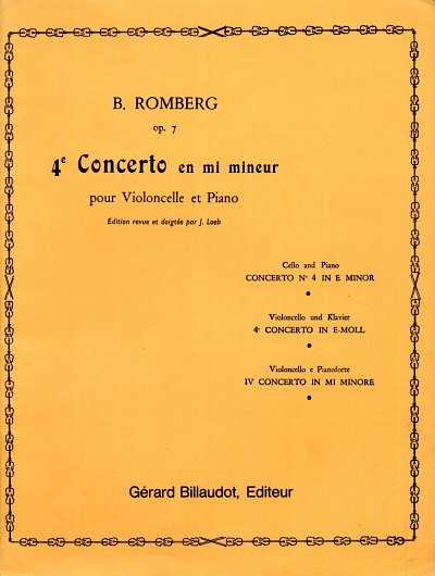 B. Romberg: 4E Concerto En Mi Mineur Opus, VcKlav (KlavpaSt)