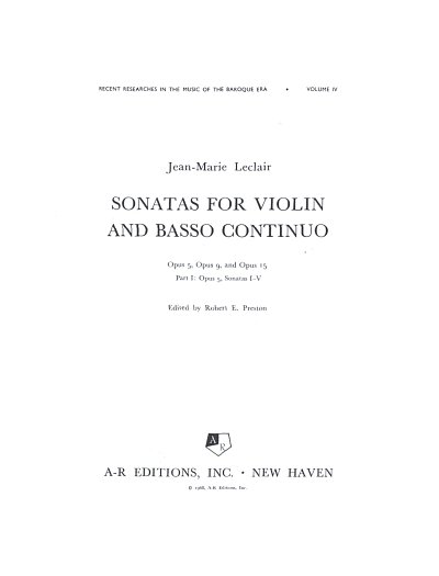 J.-M. Leclair: Sonaten Op 5/1-5
