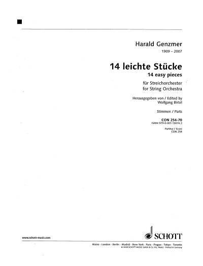H. Genzmer: 14 leichte Stücke für Streichorchester GeW, Stro