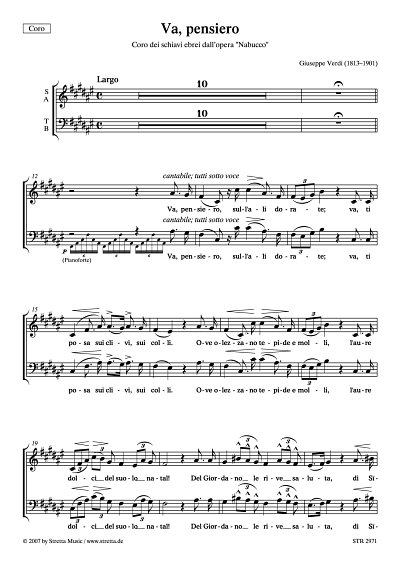 DL: G. Verdi: Va, pensiero (Chorpartitur) Gefangenenchor aus