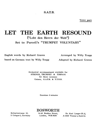 J. Clarke/W. Trapp: Let The Earth Resound, GchKlav (Bu)